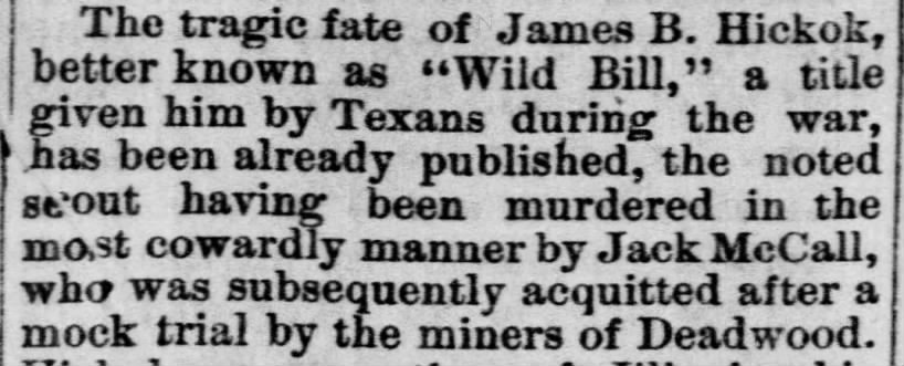 The tragic fate of Wild Bill