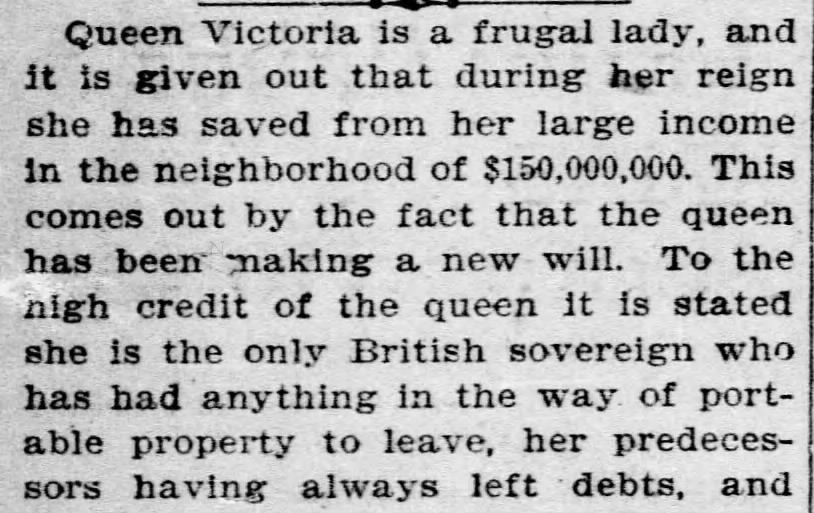 Queen Victoria, frugal