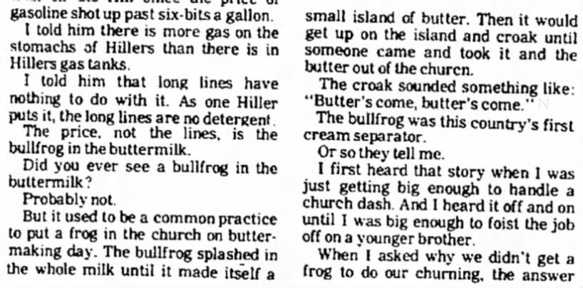 Story of the Bullfrog in the Buttermilk