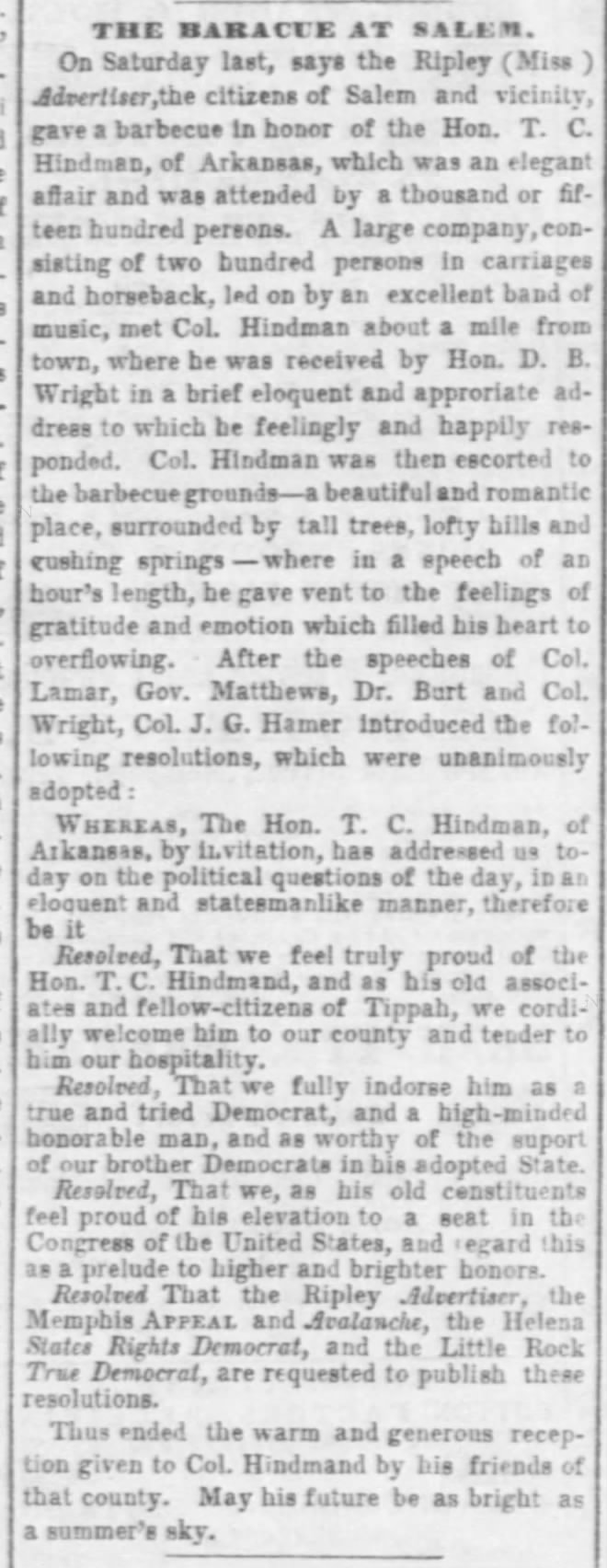 Memphis Daily Appeal Memphis, Tennessee
Saturday, August 27, 1859 p2 
