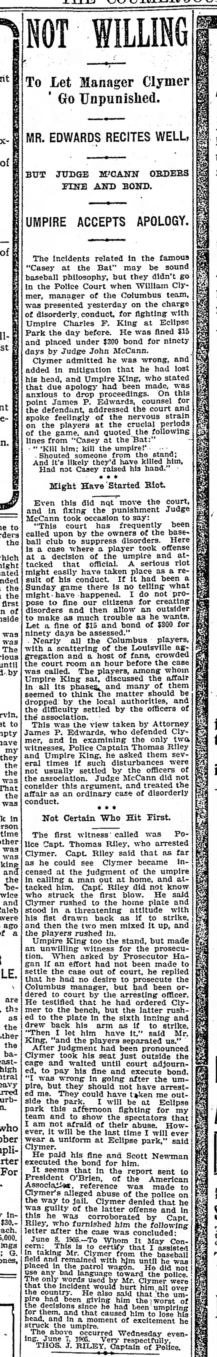 Threats to umpires 09 June 1905 Courier-Journal
