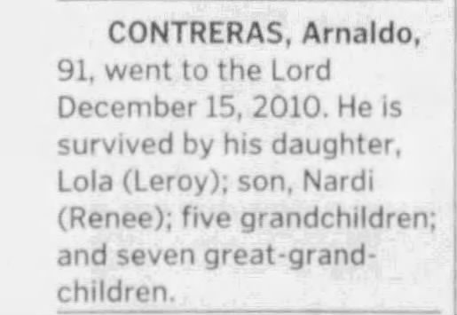 Arnaldo Contreras Jr- father's obit