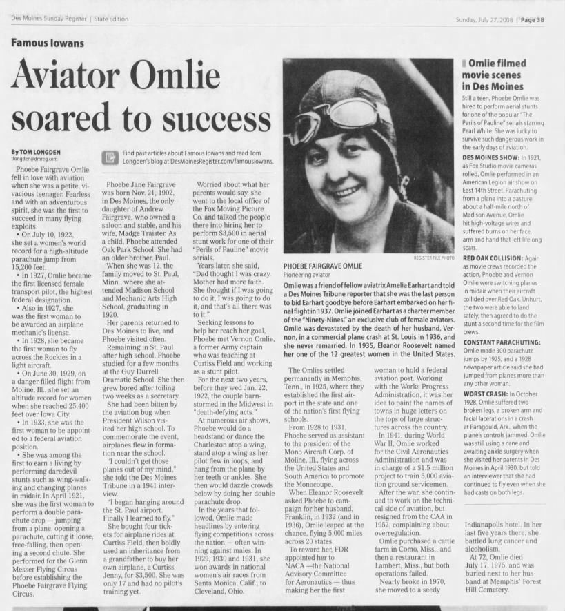 Aviator Omlie soared to success (Phoebe Fairgraves)