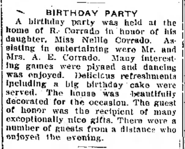 Nellie Corrado's birthday party