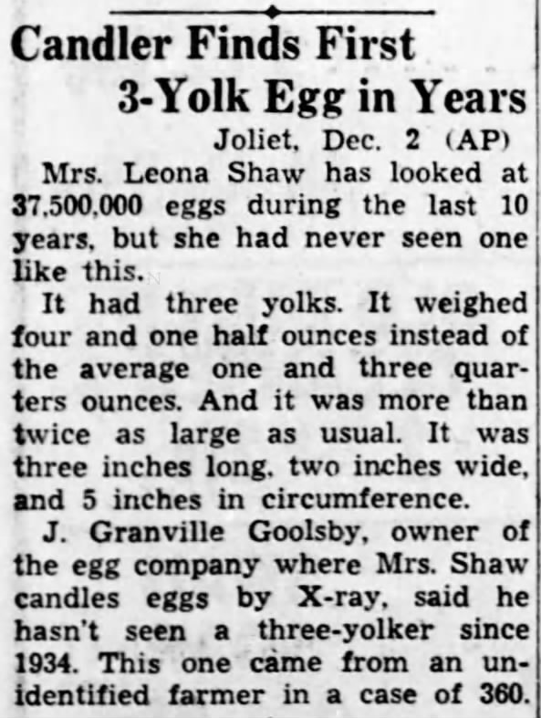 J Granville Goolsby 3-Yolk Egg