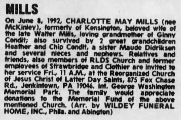 Grandmother May's Obit