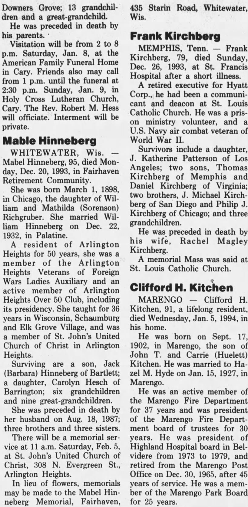 Obituary - Mabel Richgruber Hinneberg