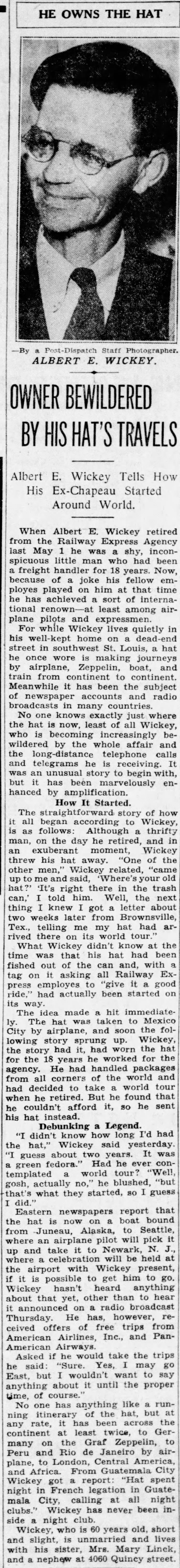 Albert Wickey Hat Story