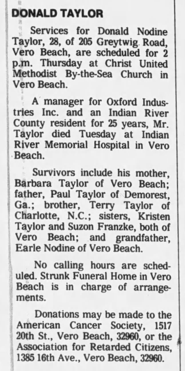 Donald Taylor Obituary