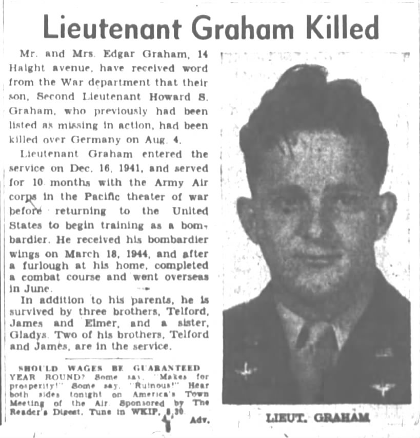 Lt. Graham Killed 12 Oct 1944