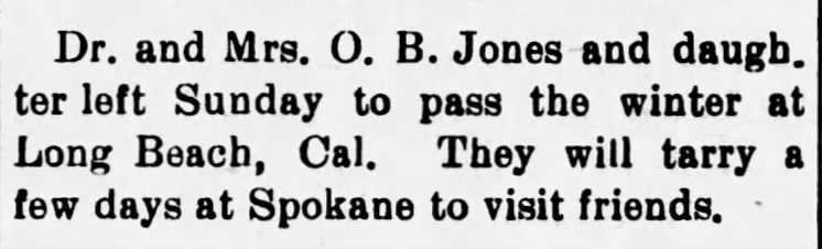 1907 O.B. Jones Family Departs for CA