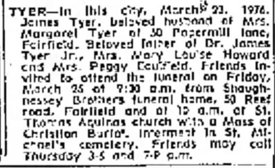 James H. Tyer, Sr. Death and Funeral Notice