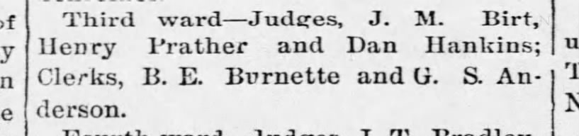 Judges of Election for the 3rd Ward for Tuesday, November 6, 1894.