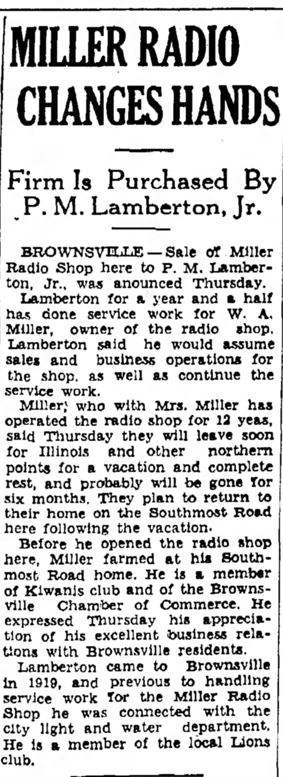 P. M. Lamberton, Jr buys business
