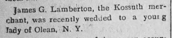 James G Lamberton Marries Elizabeth Ross 1895