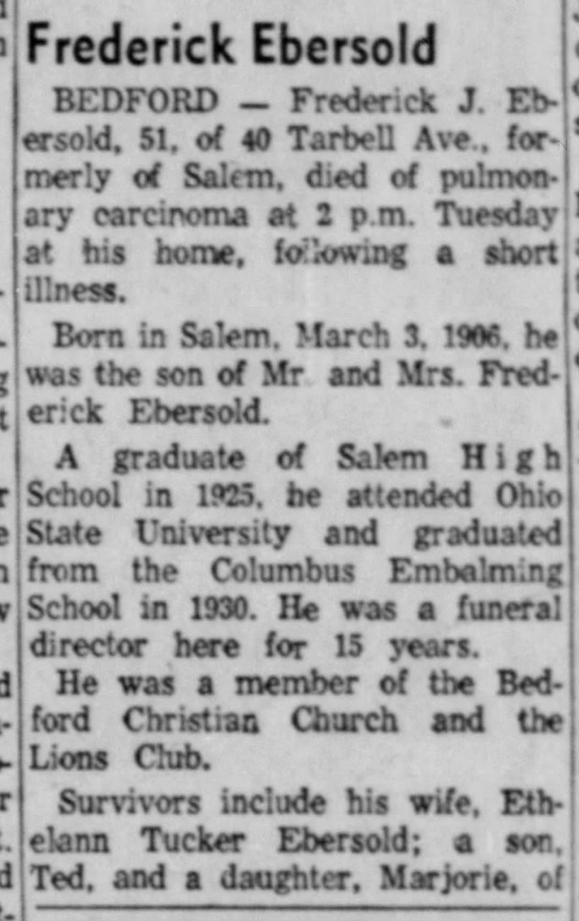 Frederick Ebersold Obituary Part 1