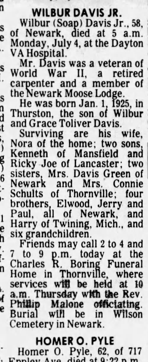 Obituary - Davis, Wilbur