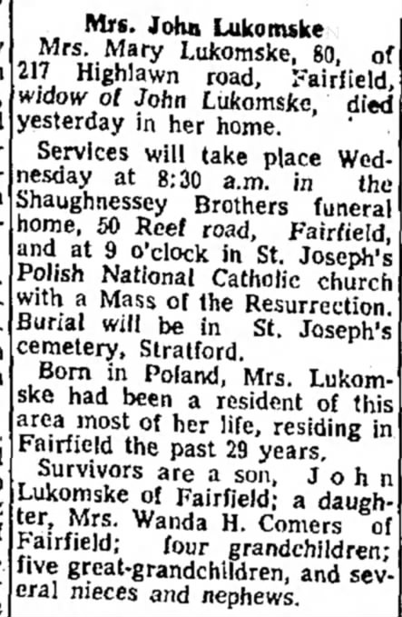 Obituary - Mary Lukomske