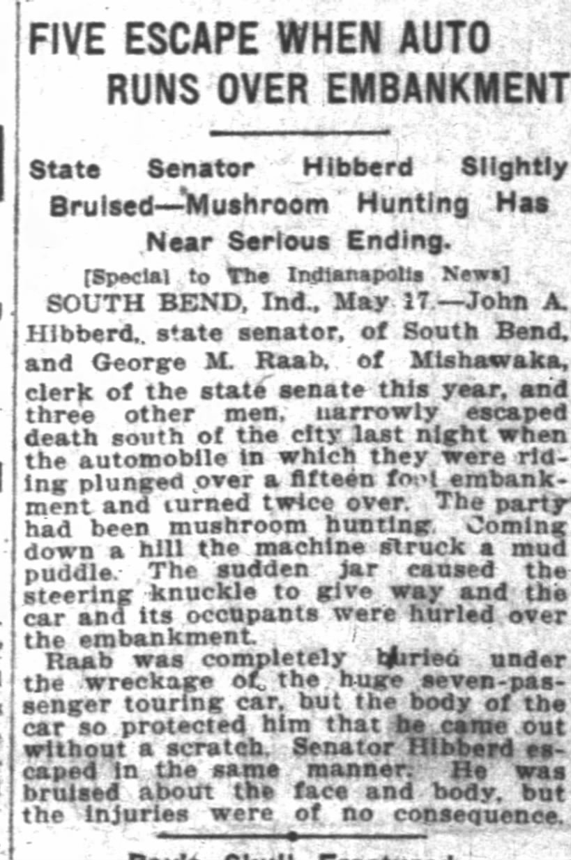 17 May 1913: car accident
John A. Hibberd