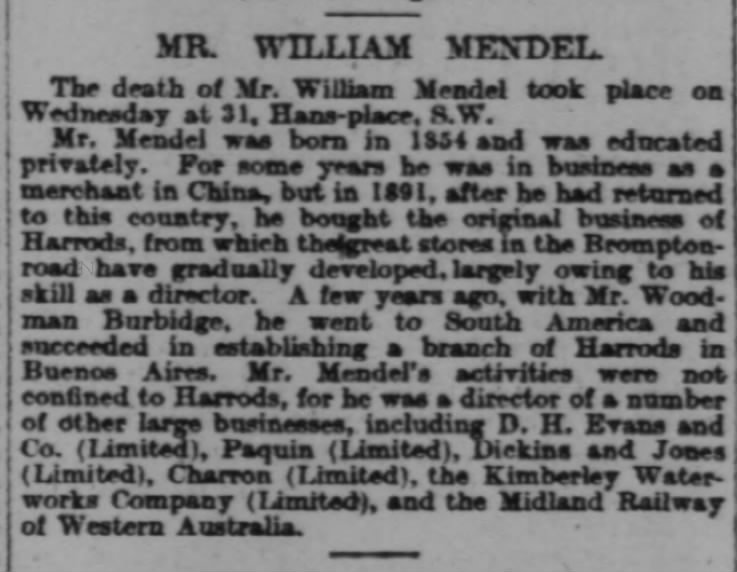 William Mendel death 1917