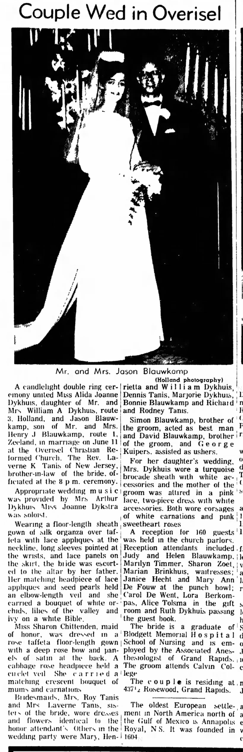 Jason Blauwkamp Wedding June 11 1965