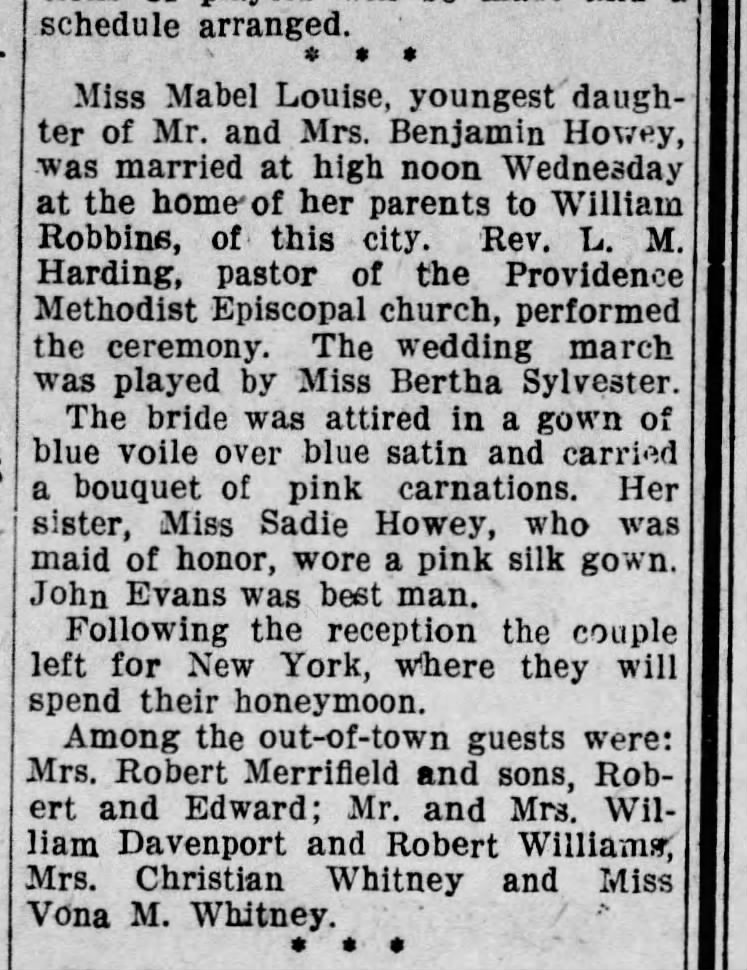 oct 13, 1911 howey wed