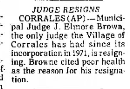 John Elmore Brown Resigns as Judge
Silver City Daily Press
17 Sept 1976