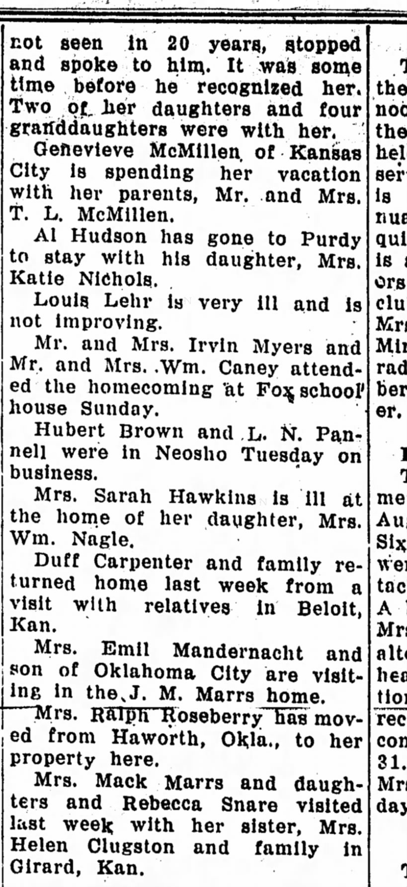 more of Fairview news article, 18 Aug 1938.