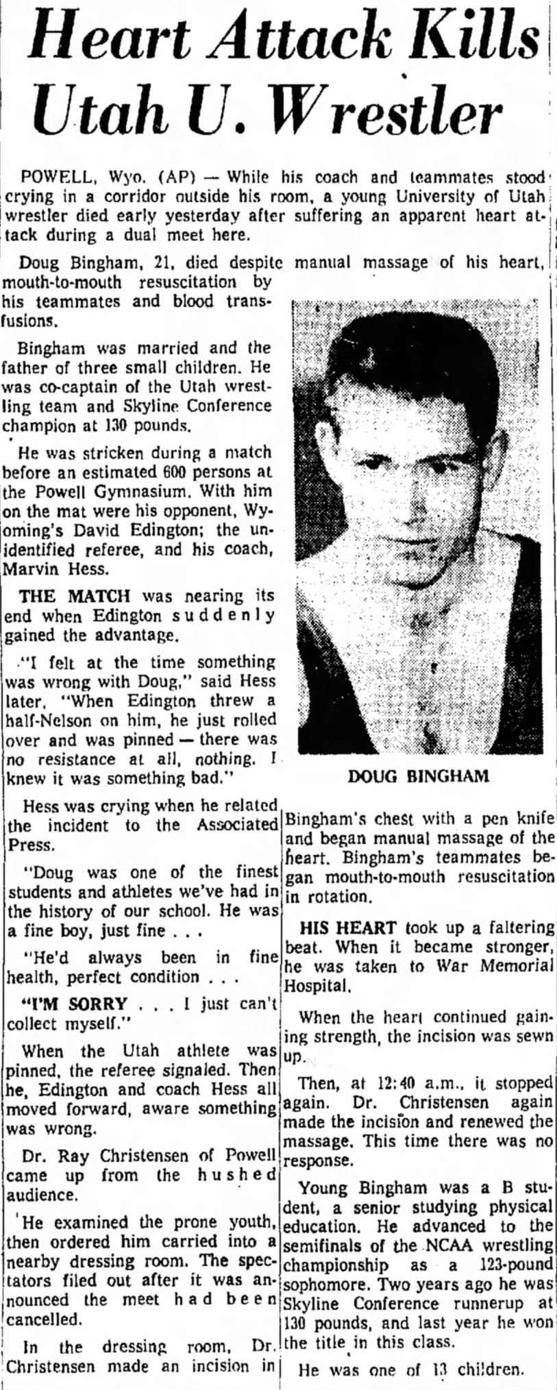 David Edington VS Doug Bingham 1961
