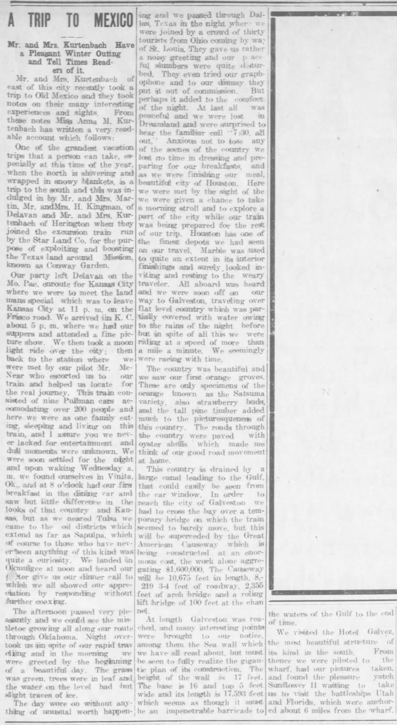 The Herington Times Herington, Kansas · Thursday, February 01, 1912 A Trip to Mexico