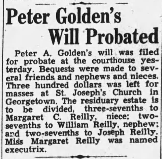 Peter Golden's Will 1948