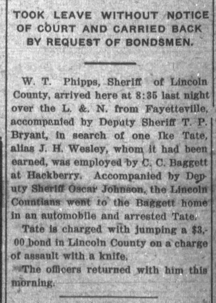 Tate, Ike -Thurs 02 May 1918 - The Leaf-Chronicle (Clarksville, Tennessee)