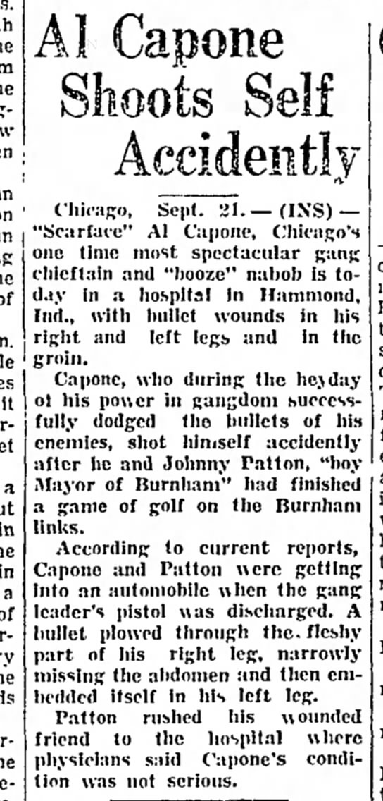 Al Capone Shot Himself