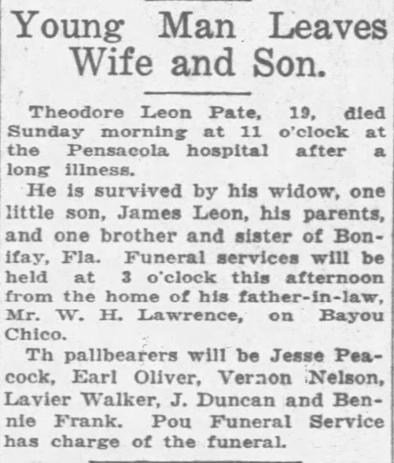 Theodore Leon Pate obituary