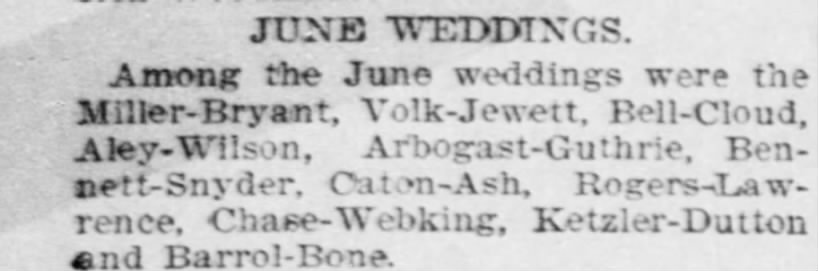 June Weddings - Ketzler-Dutton 1896