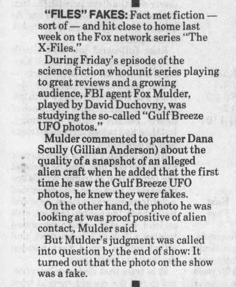 Pensacola News Journal - February 22, 1994 - page 11A - Gulf Breeze UFO