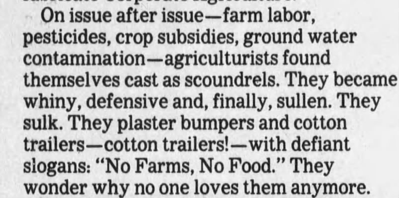"No Farms, No Food" (1995).