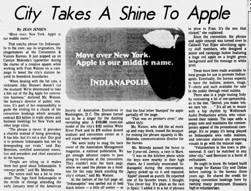 Indianapolis-apple is our middle name (1982).