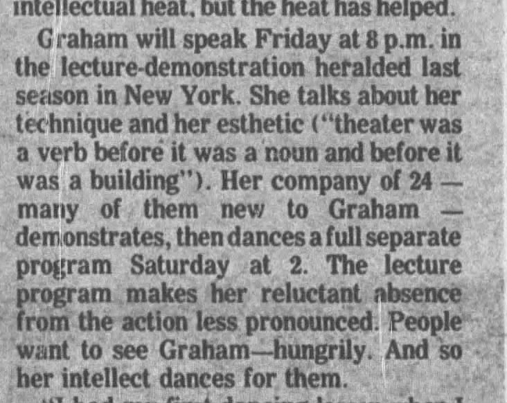 "Theater was a verb before it was a noun" -- Martha Graham (1975).