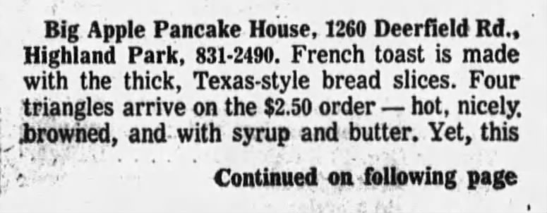 Big Apple Pancake House (1980).