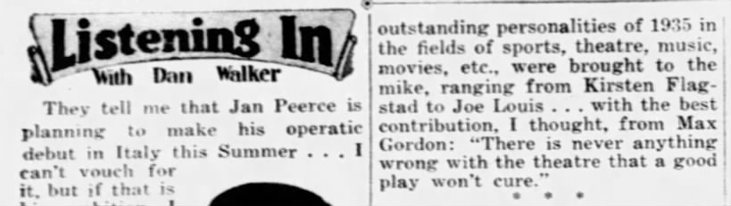 "There's nothing wrong with the theatre that a good play won't cure" (1936).
