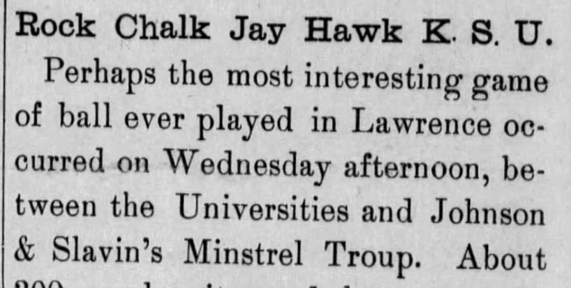"Rock Chalk Jay Hawk K. S. U." (1888).