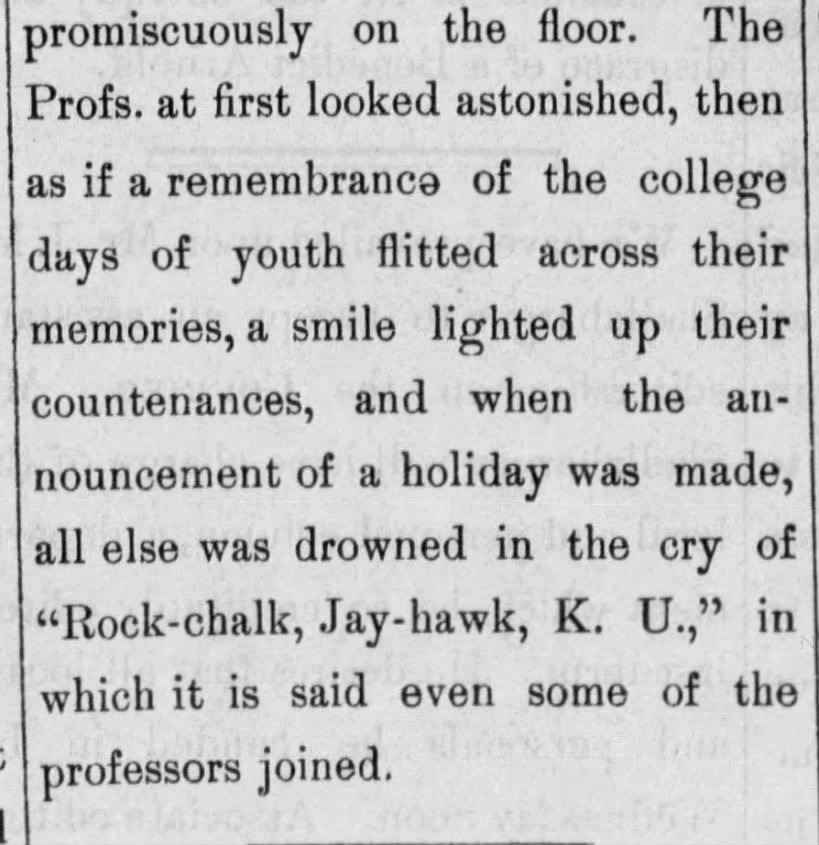"Rock-chalk, Jay-hawk, K. U." (1889).