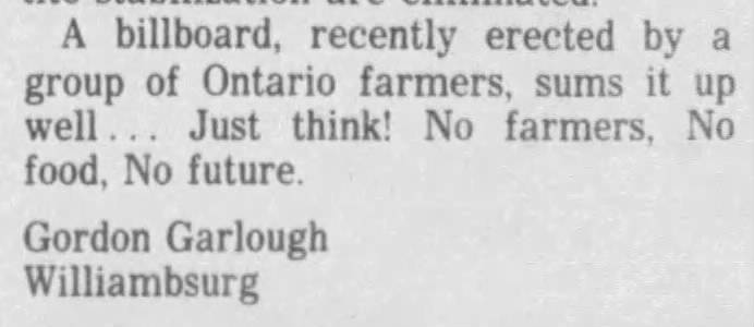 "No farmers, no food, no future" (1990).