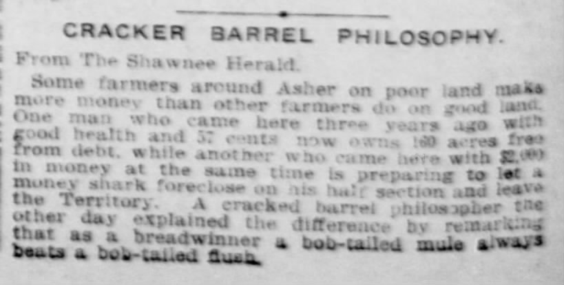 "Cracker Barrel Philosophy" (1906).