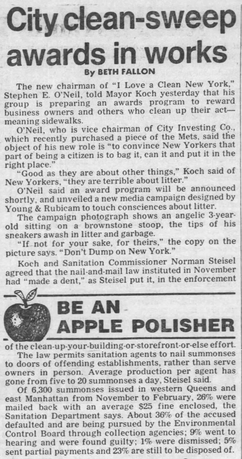 i Love a Clean New York -- Be an Apple Polisher (1980).