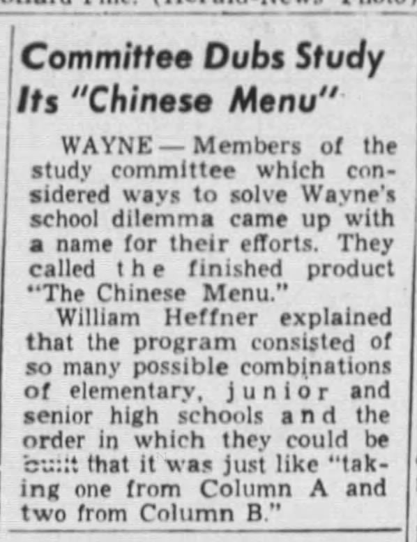 Chinese menu -- one from column A and two from column B (1963).