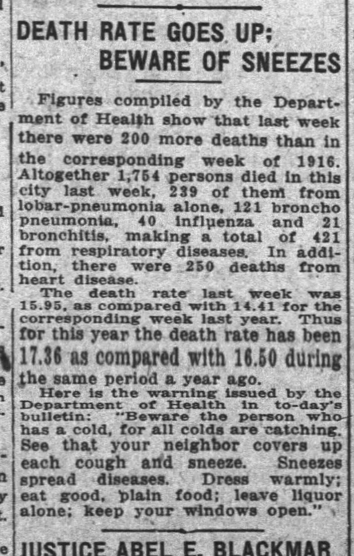 "Sneezes spread diseases" (1917).