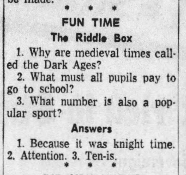 "What number is a popular sport?" "Ten is" (1958).