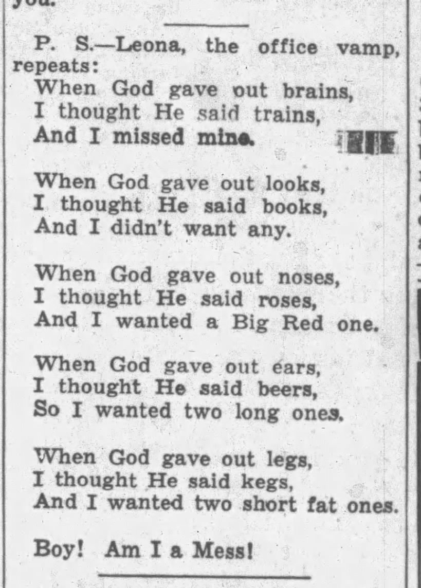 "When God gave out brains..." (1942).